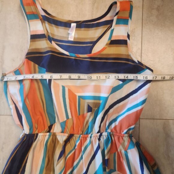 Xhiliration Maxi Stripe Dress in Blue Orange Sz: M Hi-Low Hem - Picture 11 of 15